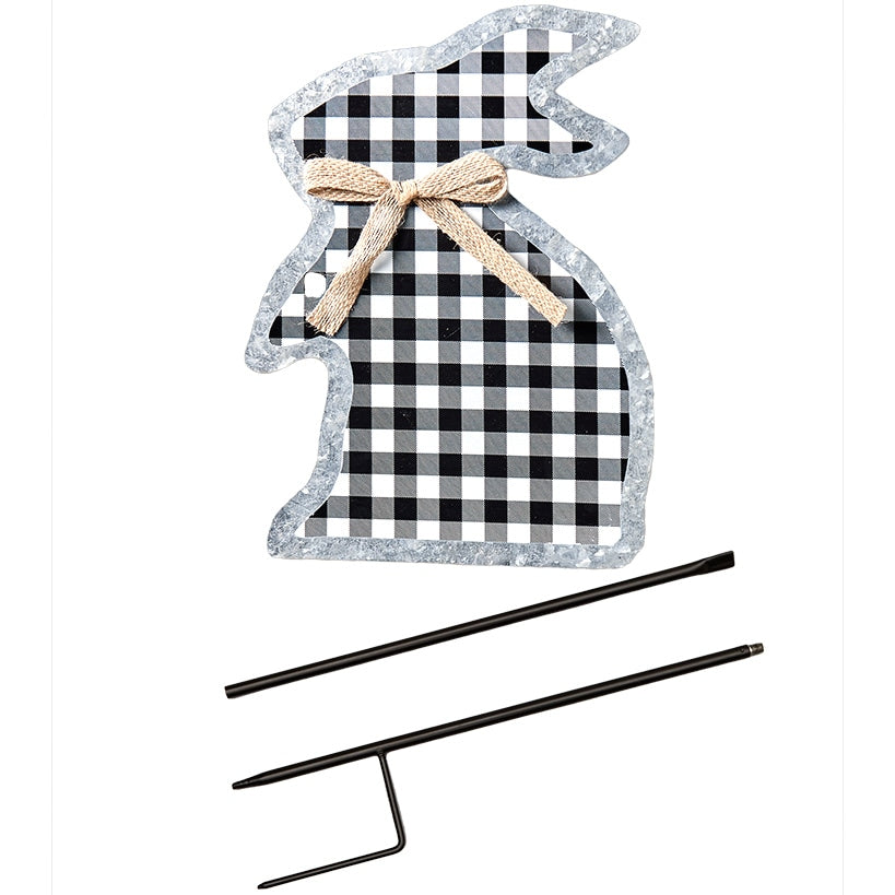 Galvanized Gingham Bunny Stake