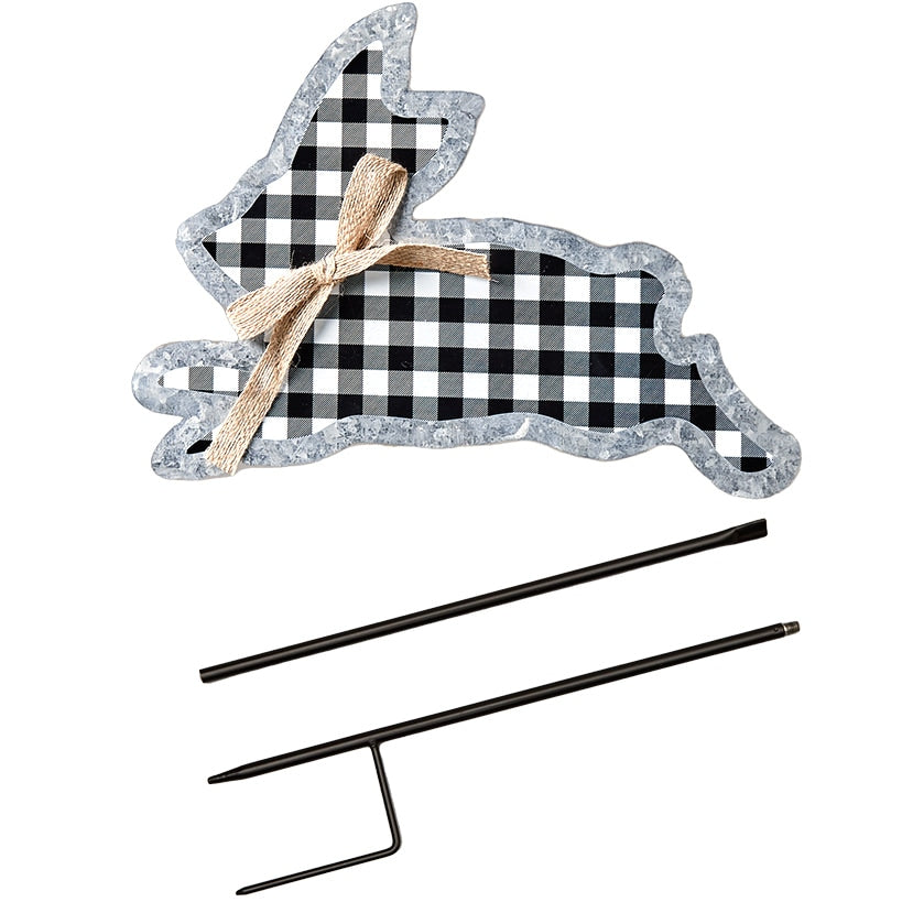 Galvanized Gingham Bunny Stake