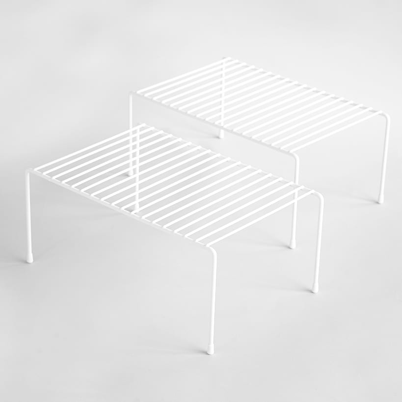 Metal Kitchen Cabinet Plate Storage Shelf Rack - Set of 2