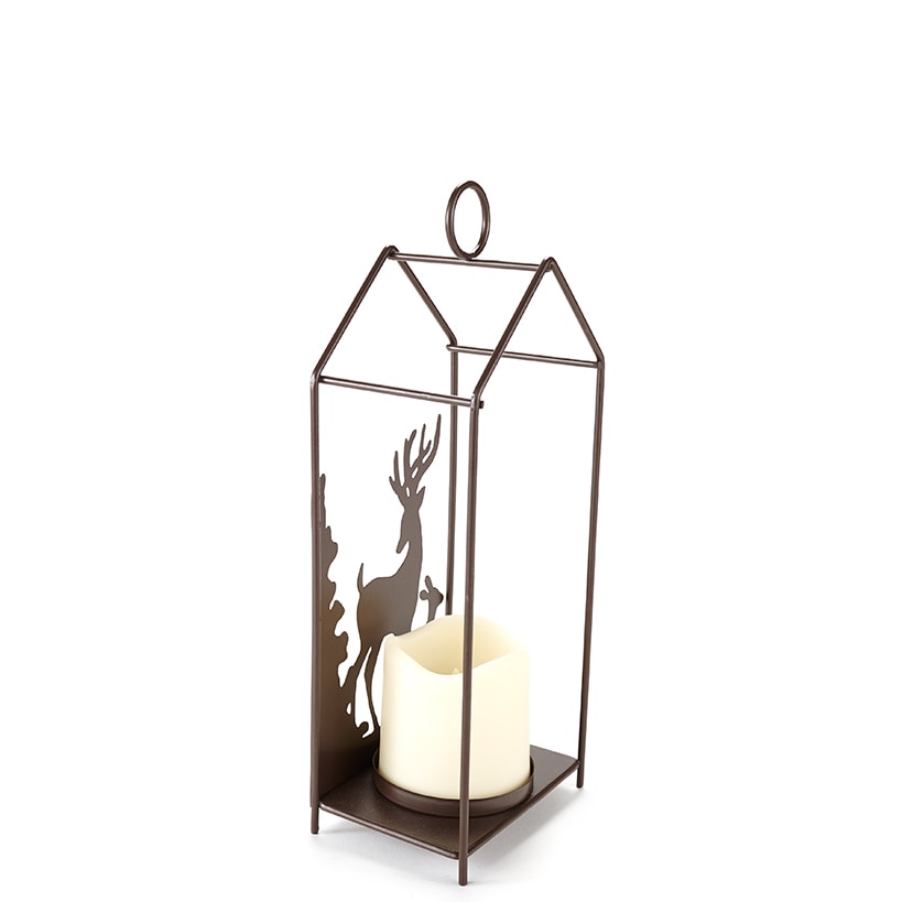 Metal Woodland Candleholder with LED Candle