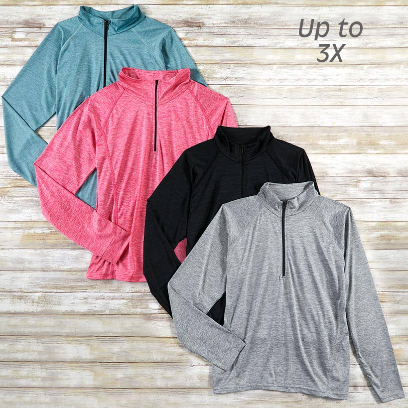 2-Pk. Zip Neck Performance Tops