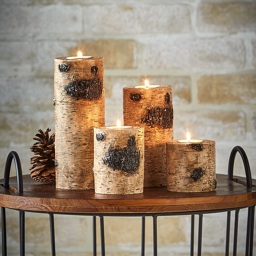 Woodland Log Tea Light Candleholders