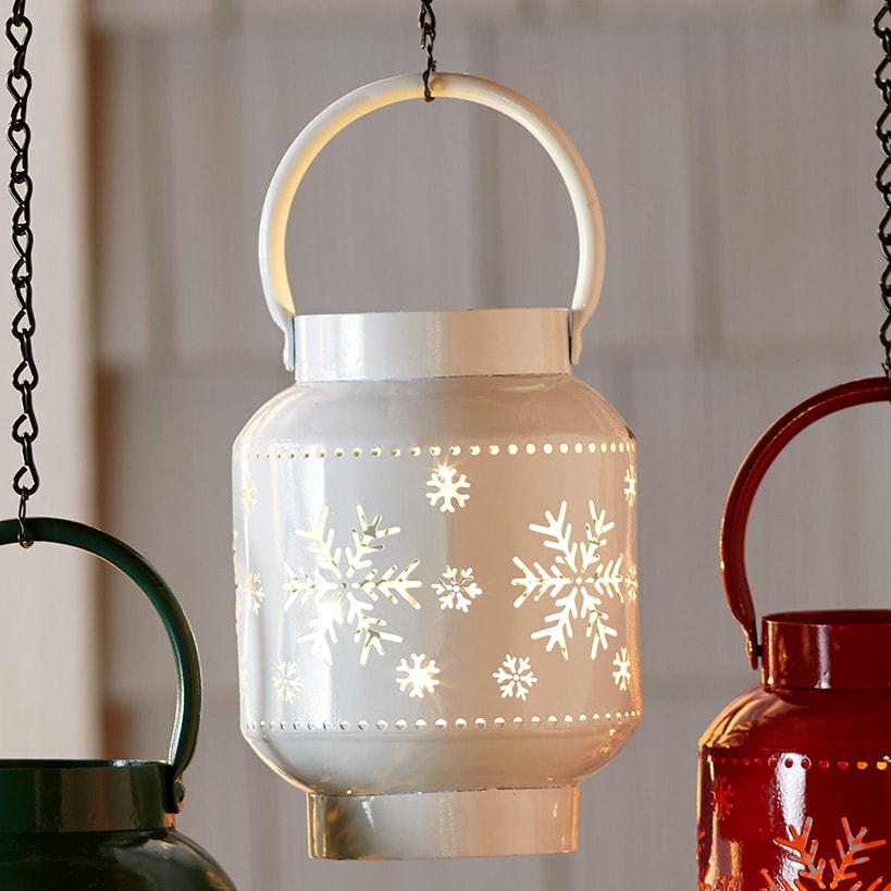 Winter White LED Snowflake Design Lantern