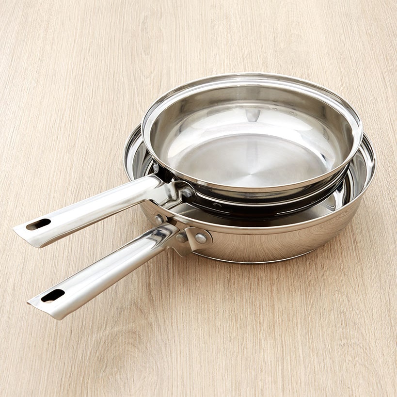 Set of 2 Stainless Steel Frying Pans