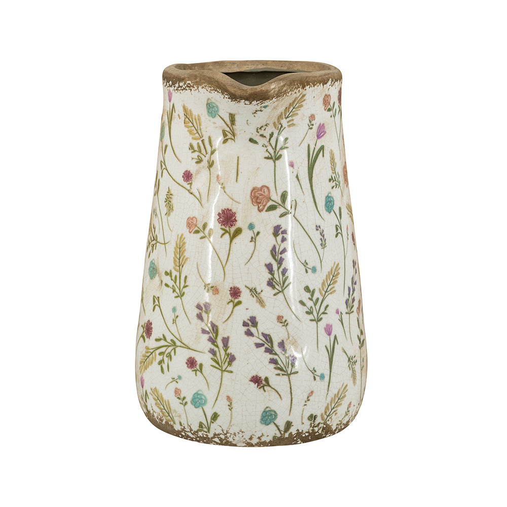 8.1x5.7x9.1" Round Ceramic Pitcher Vase with Multi-Colored Floral Motifs - image 5