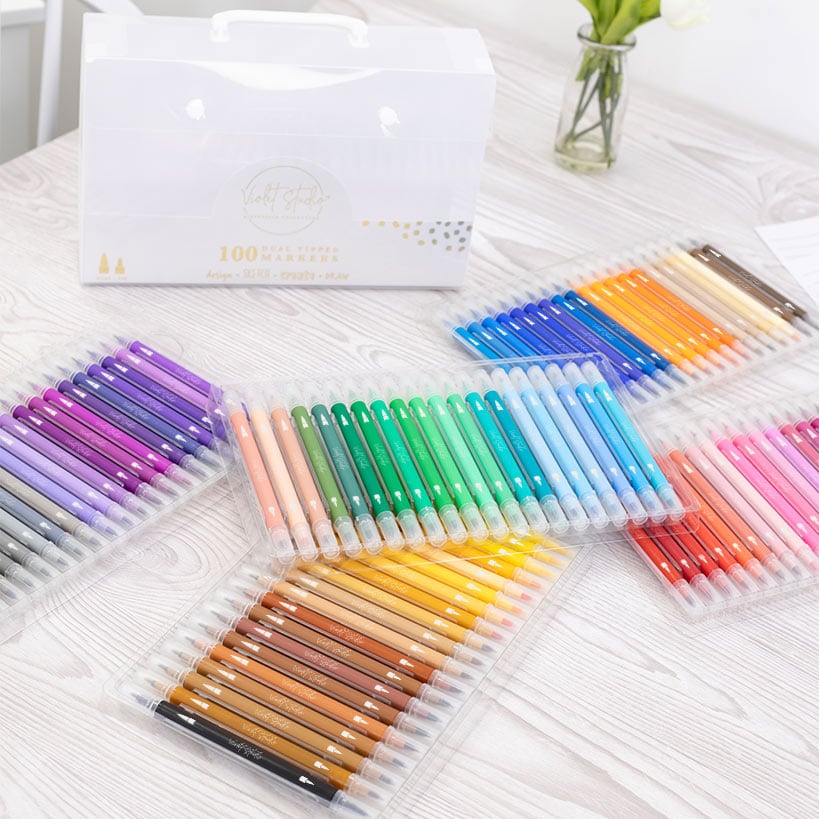 Violet Studio Set of 100 Dual-Tip Markers