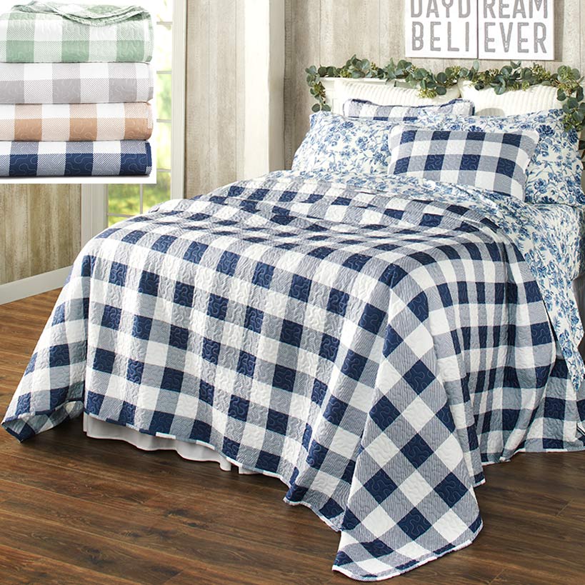 Buffalo Check Quilted Bedspread