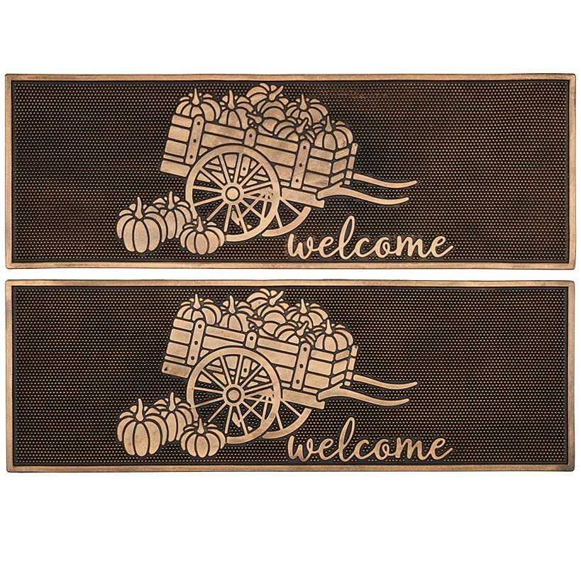 Welcome Garden Wagon Rubber Doormat or Set of 2 Rubber Stair Treads