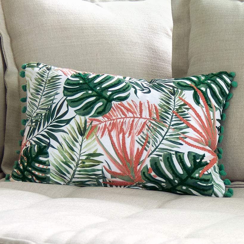Tropical Embroidered Decorative Pillow
