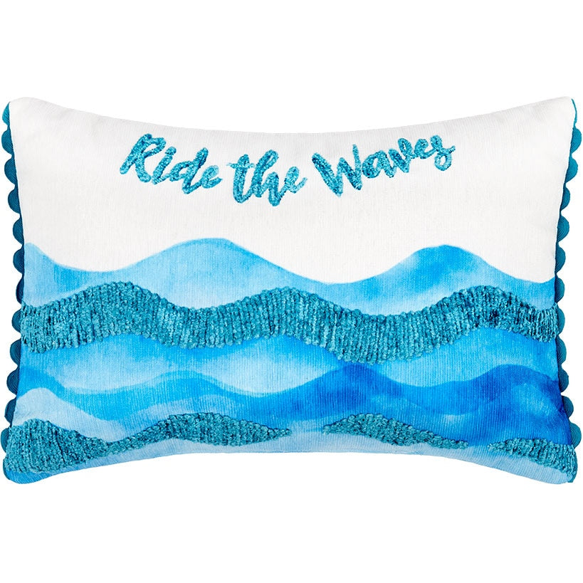 Coastal Inspired Embroidered Decorative Pillow