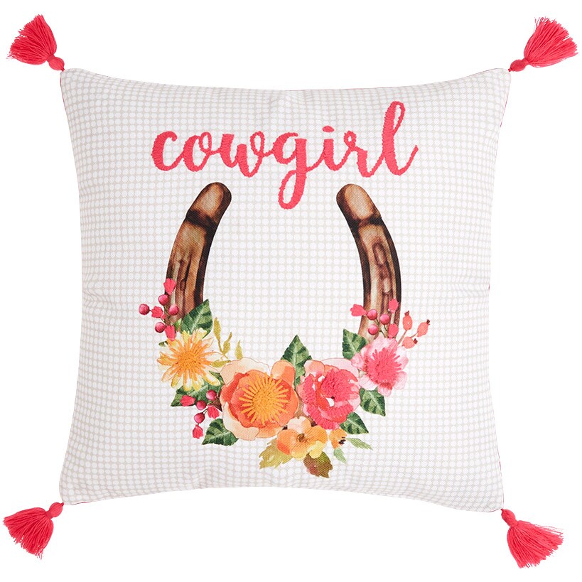 Cowgirl Embroidered Decorative Pillow