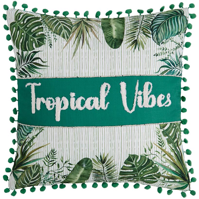 Tropical Embroidered Decorative Pillow