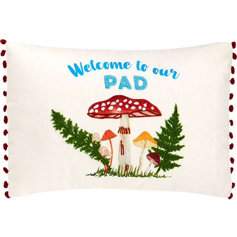 Mushroom Garden Embroidered Decorative Pillow