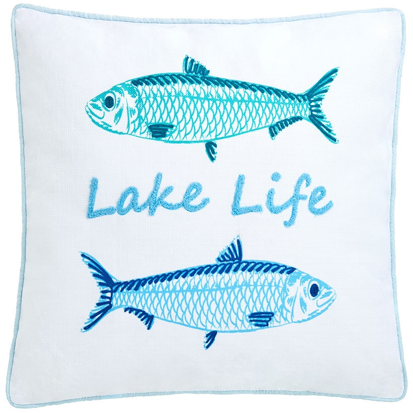 Gone to the Lake Embroidered Decorative Pillow
