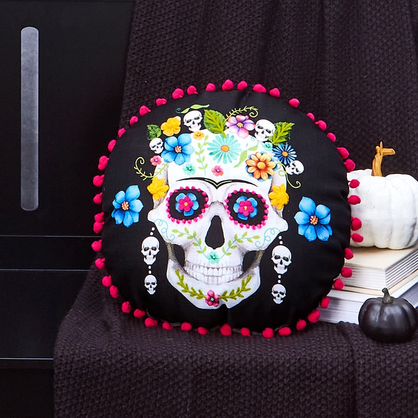 Halloween Ghost or Dia de Los Muertos Shaped Decorative Pillow