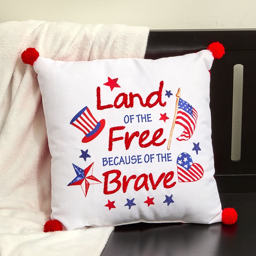 Americana Embroidered Accent Pillow