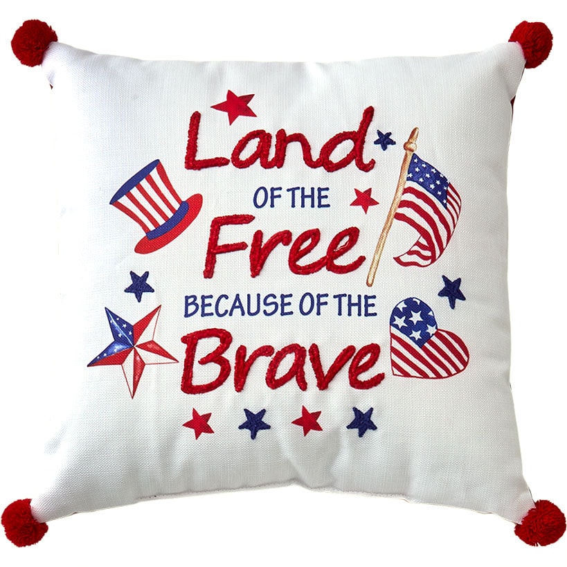 Americana Embroidered Accent Pillow