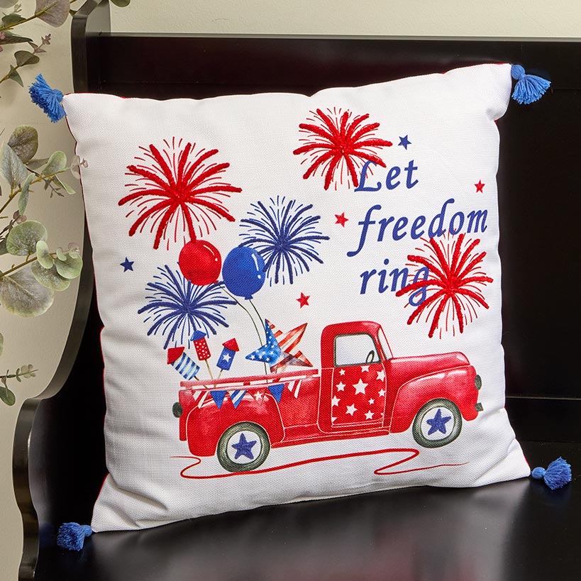 Americana Embroidered Accent Pillow