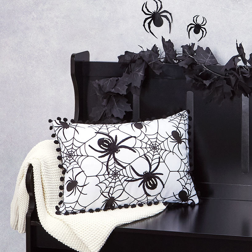 Spiderweb Embroidered Accent Pillows