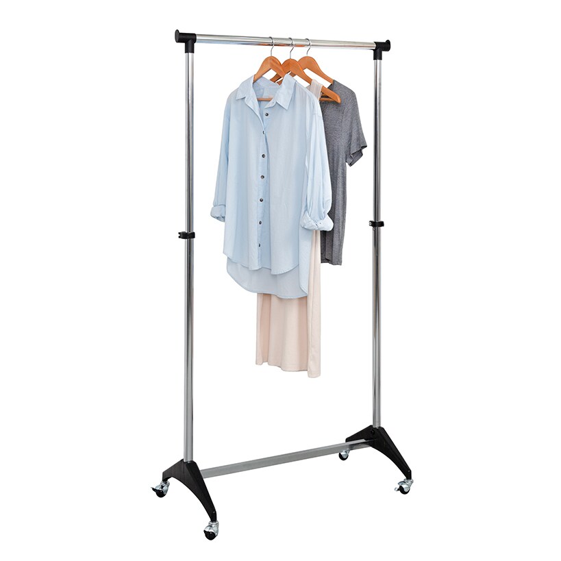 Adjustable Chrome Rolling Garment Rack