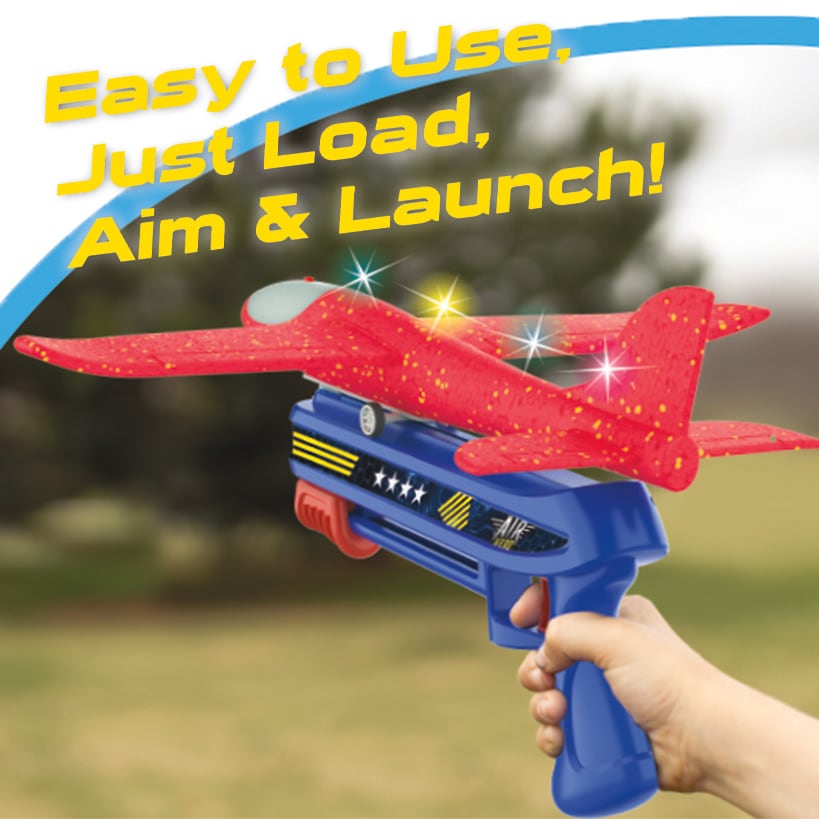 Air Hero™ Airplane Toy Launcher Set with 3 Flying LED Planes for Kids