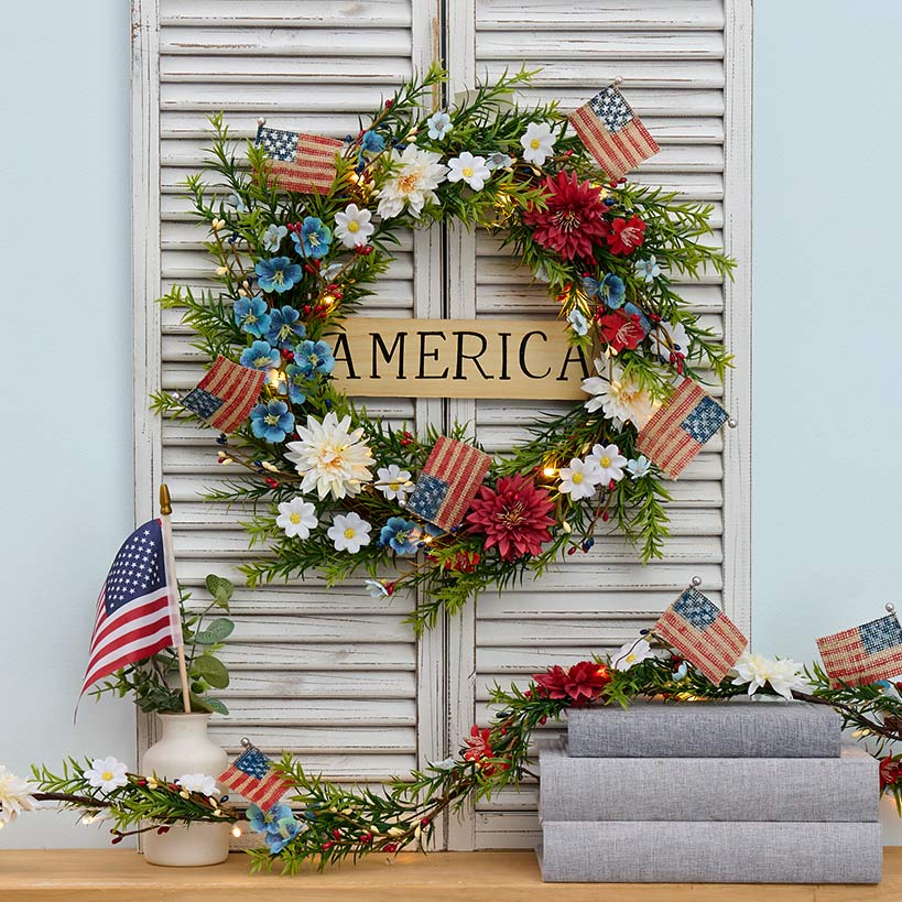 Americana Floral Swag Garland Collection