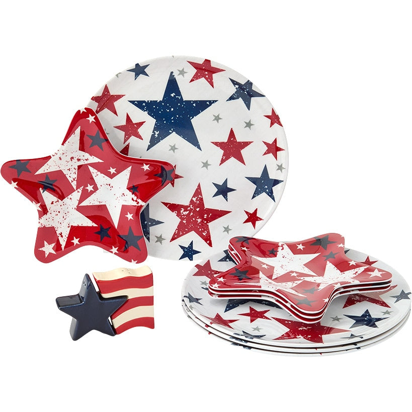 Americana Patriotic Shaped Salt and Pepper Shakers Set