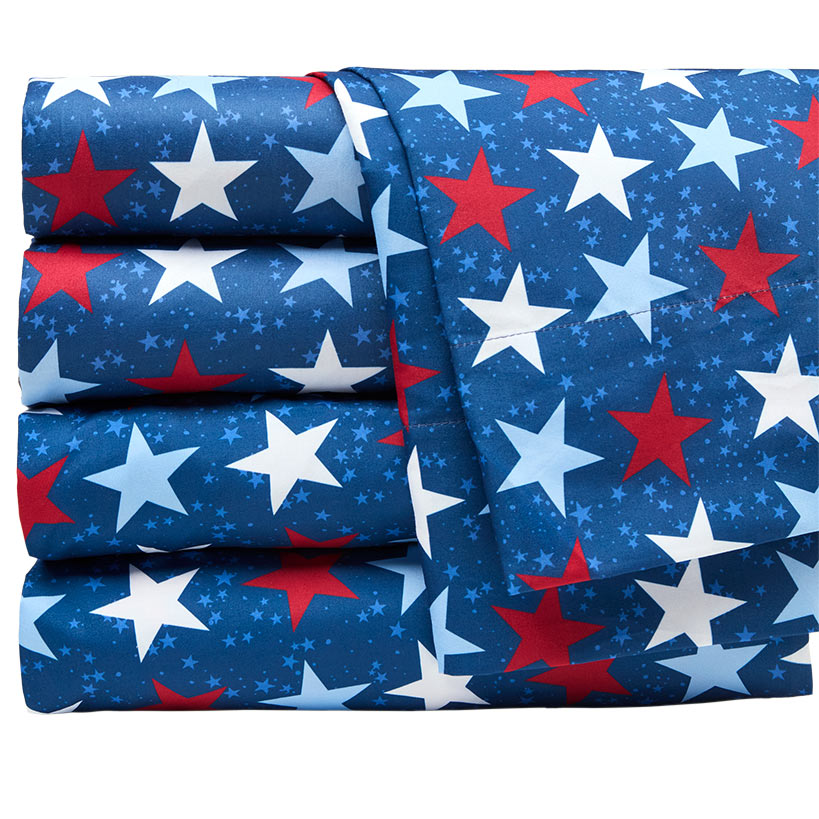 Americana Stars and Stripes Ultra-Soft 4-Pc. Sheet Set, Full/Queen or King