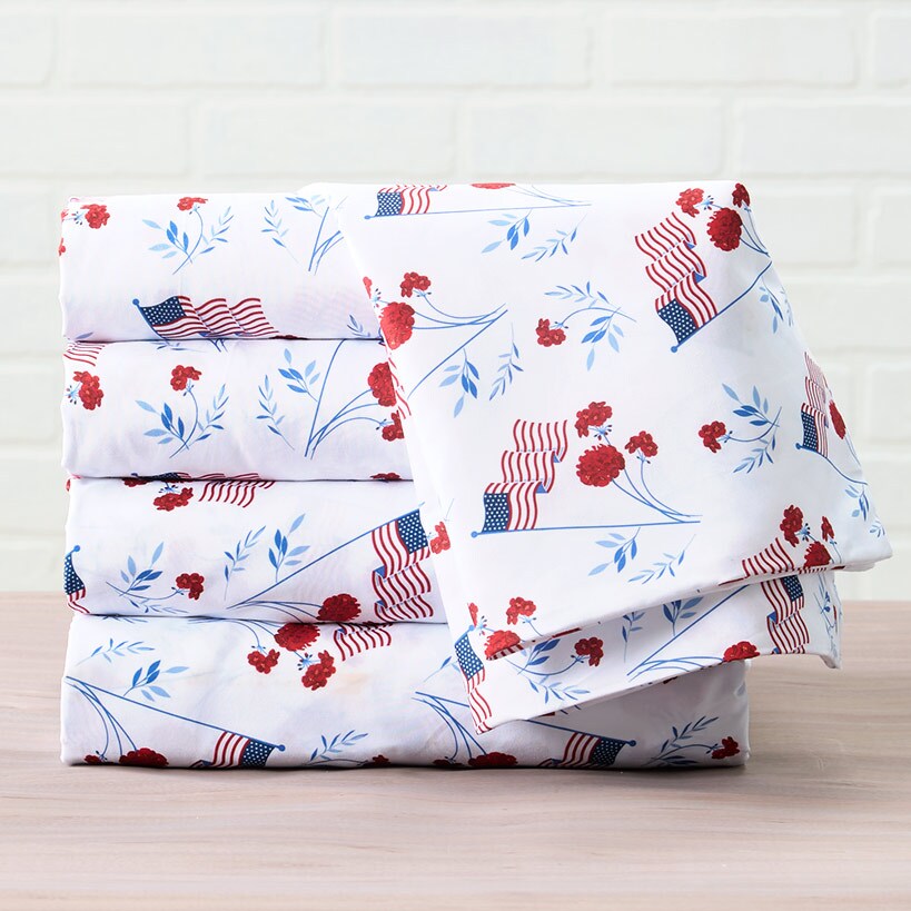 Americana Stars and Stripes Ultra-Soft 4-Pc. Sheet Set, Full/Queen or King