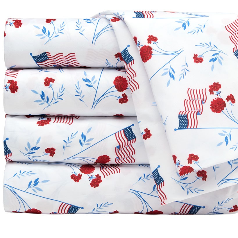 Americana Stars and Stripes Ultra-Soft 4-Pc. Sheet Set, Full/Queen or King