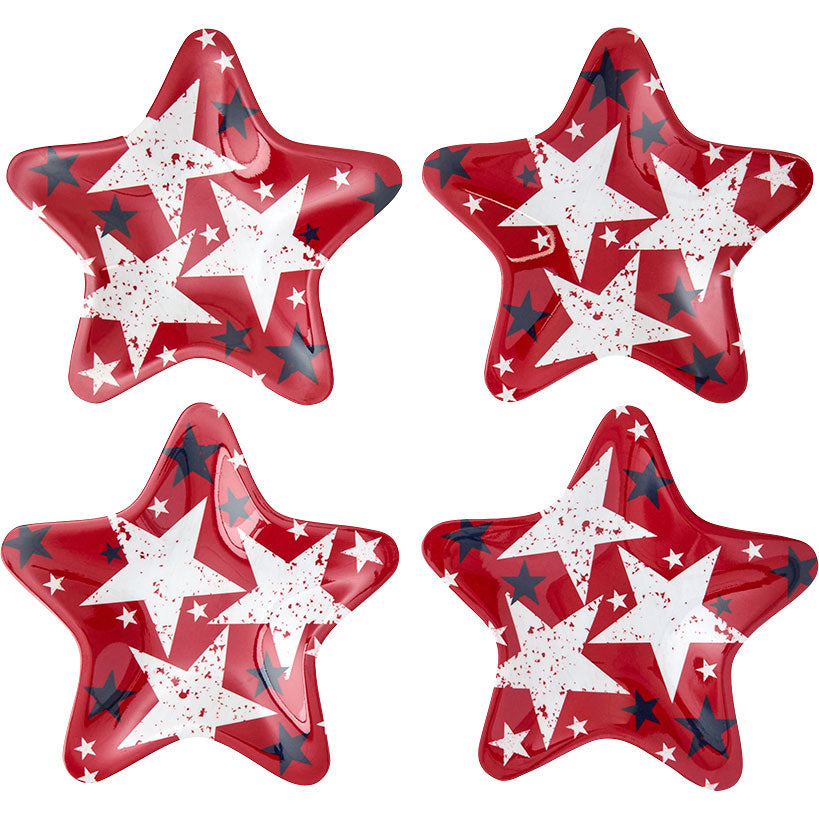 Americana Patriotic Melamine Appetizer Plates - Set of 4