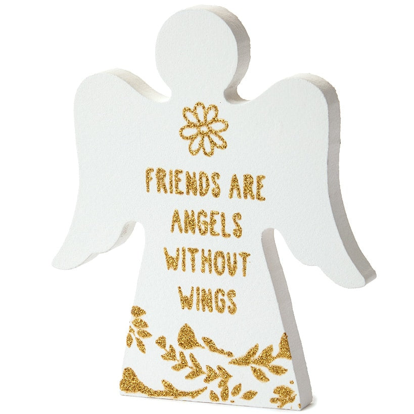 Angel Wooden Block Sign With Gold Sentiment