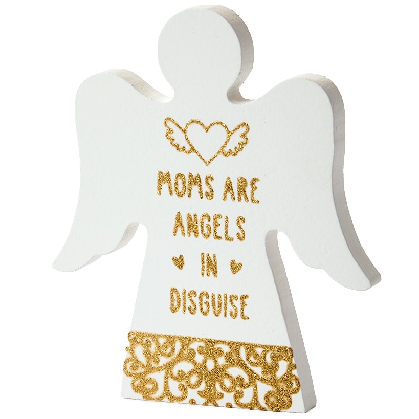 Angel Wooden Block Sign With Gold Sentiment