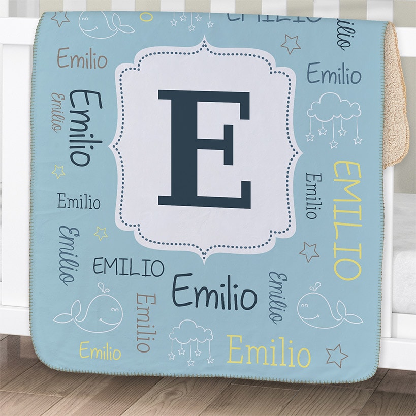 Personalized Baby Name Sherpa Lined Baby Blanket