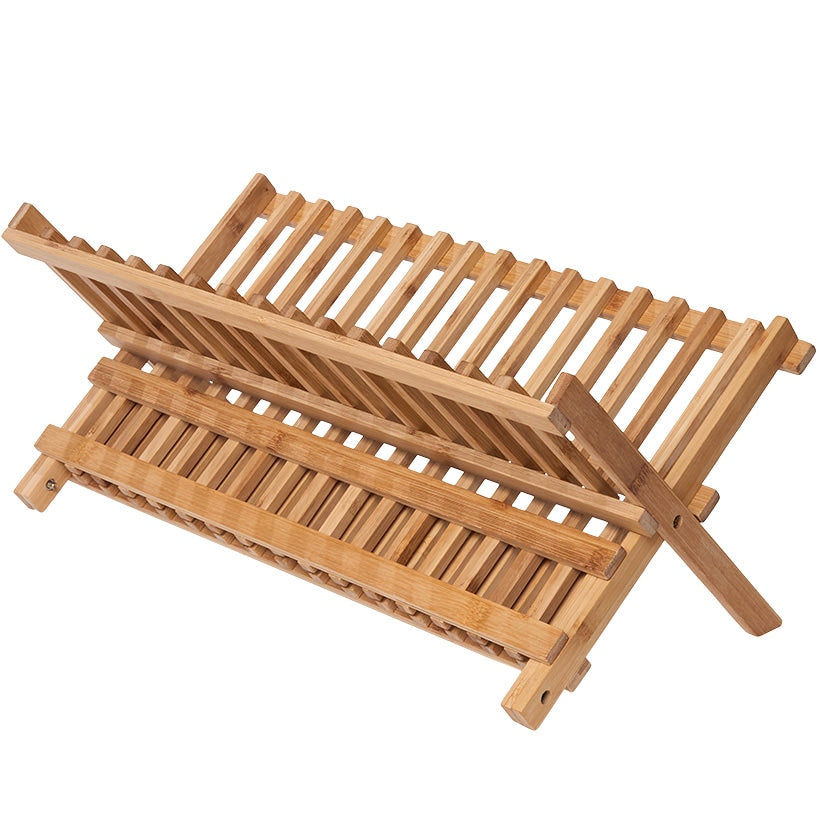 Bamboo Folding Dish Rack with Strainer