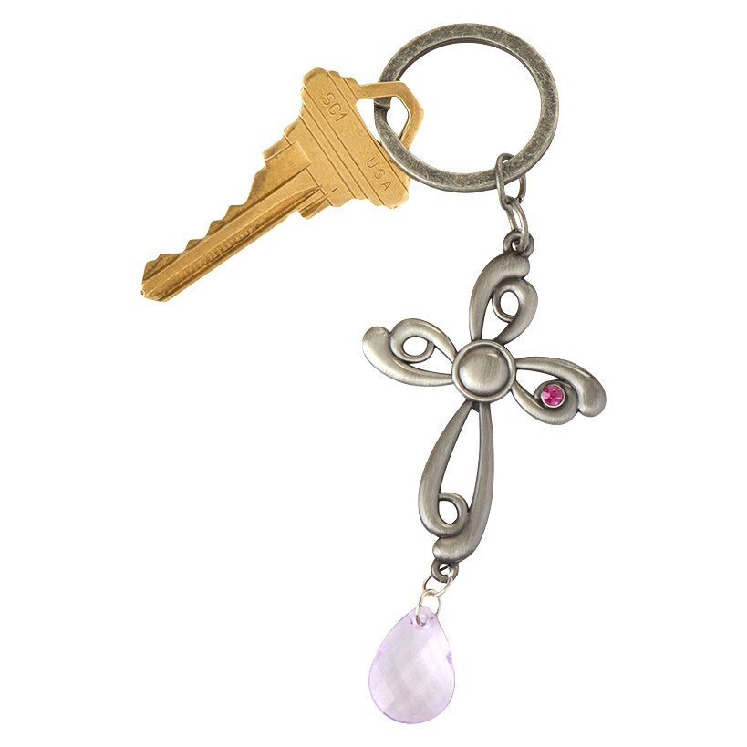 Mother's Day Floral Cross Keychain With Charm