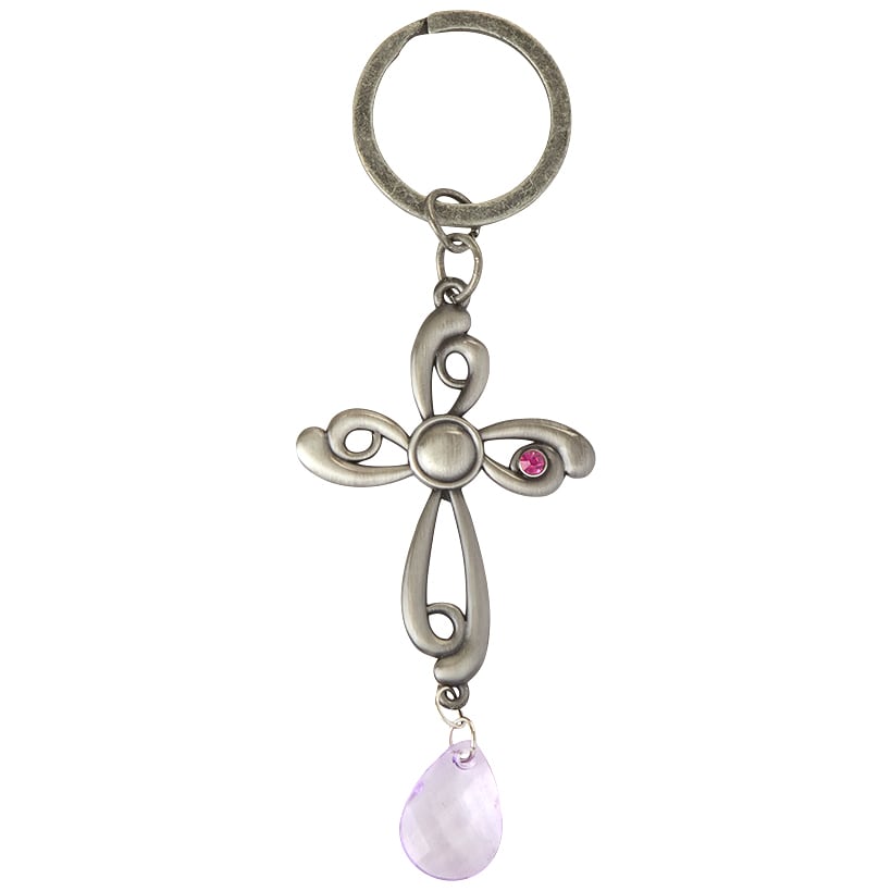 Mother's Day Floral Cross Keychain With Charm