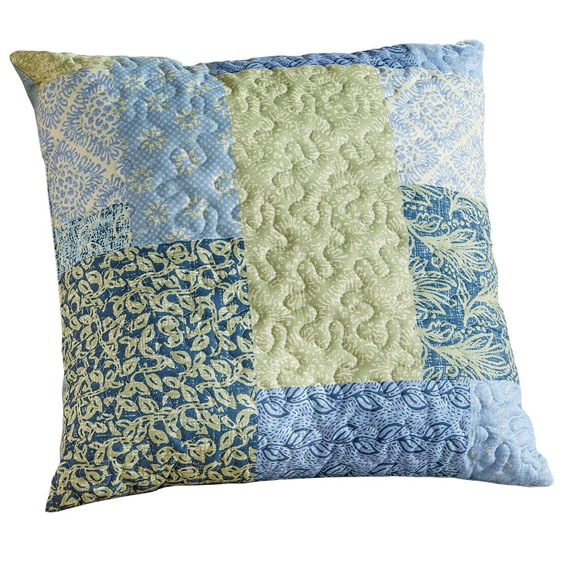 Blue Floral Patch Accent Pillow