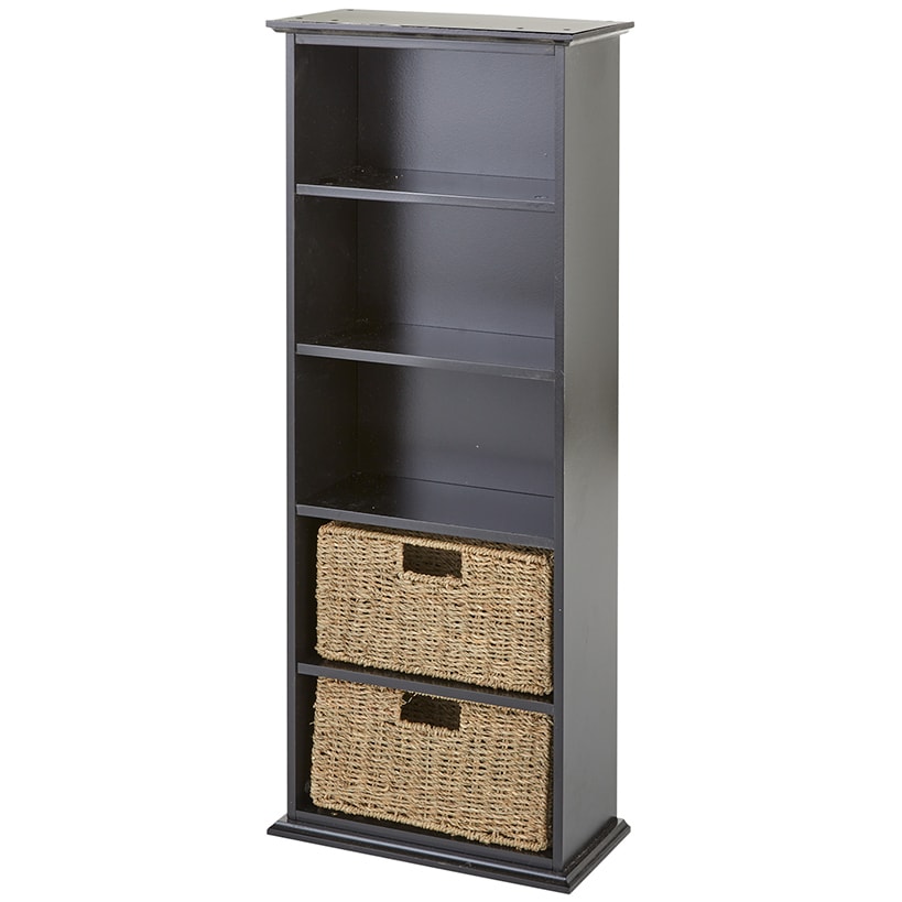 Wooden Shelving Unit with Seagrass Drawers