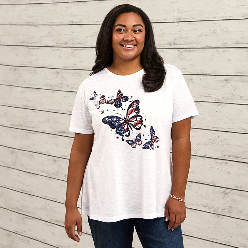 Women's Butterfly Short Sleeve Graphic T-Shirt