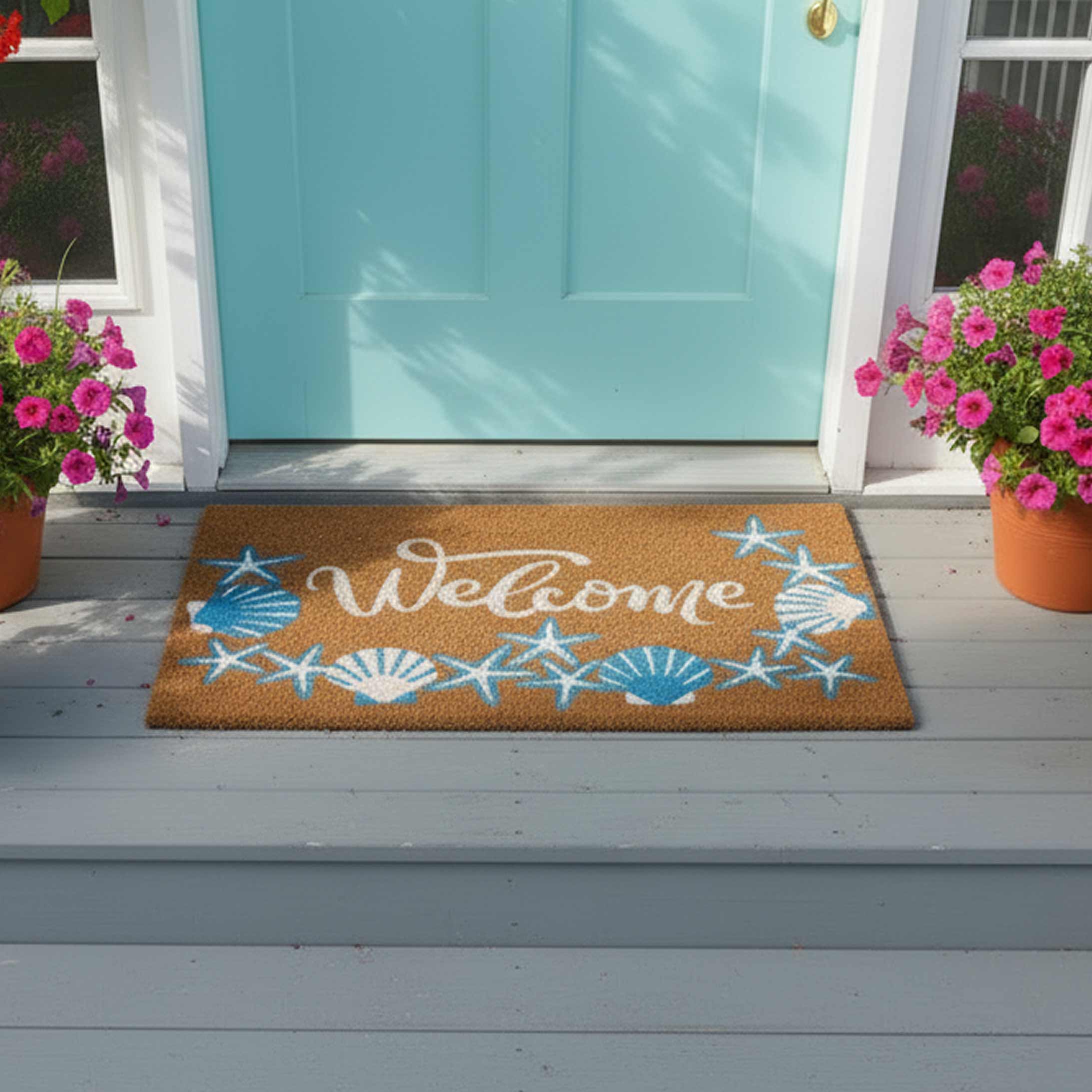 Coastal Themed Coir Outdoor Doormat