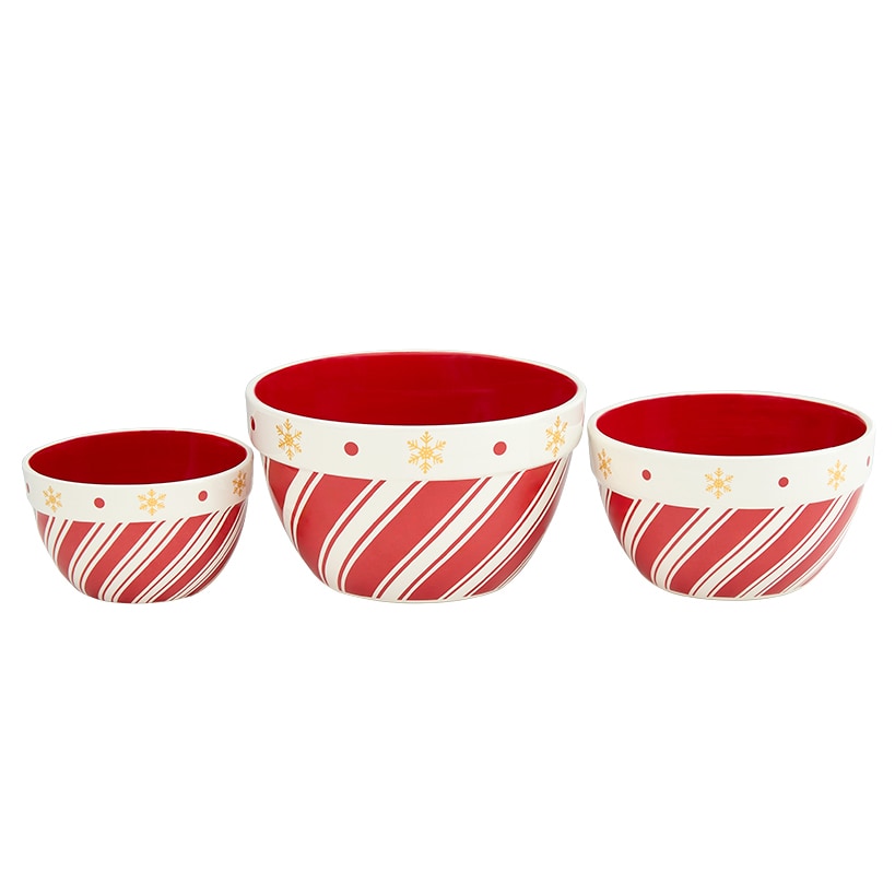 Candy Cane Cake Plate or Set of 3 Serving Bowls