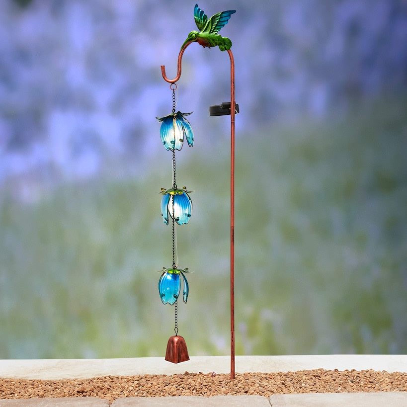 Cascading Flower Solar Garden Stake - Butterfly or Hummingbird