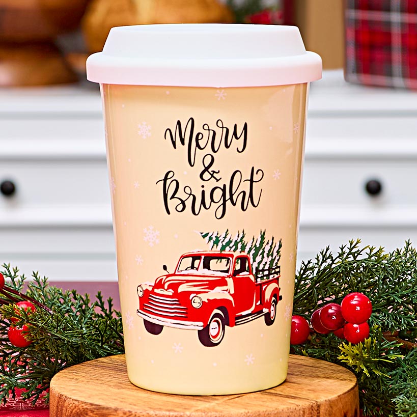 Ceramic Holiday Mugs with Lid