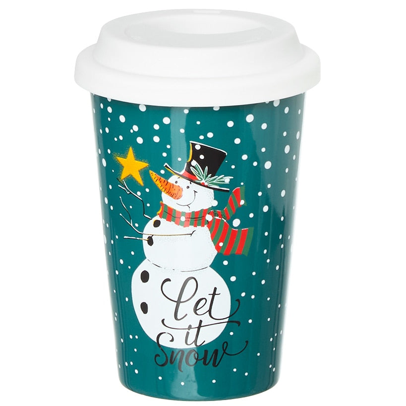 Ceramic Holiday Mugs with Lid