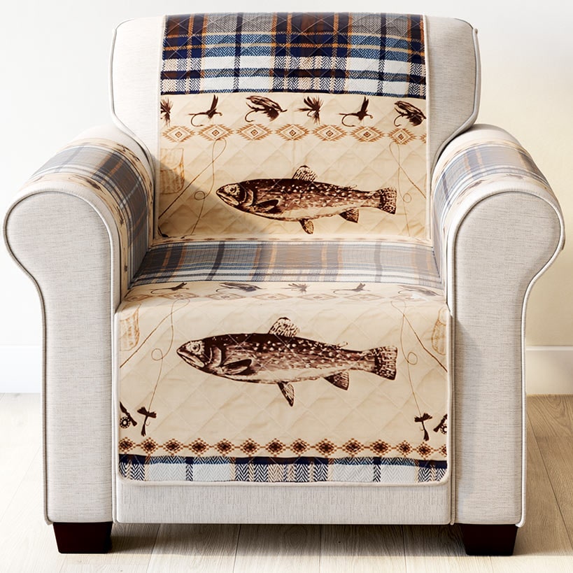 Fly Fishing Quilted Furniture Cover Chair, Loveseat, or Sofa