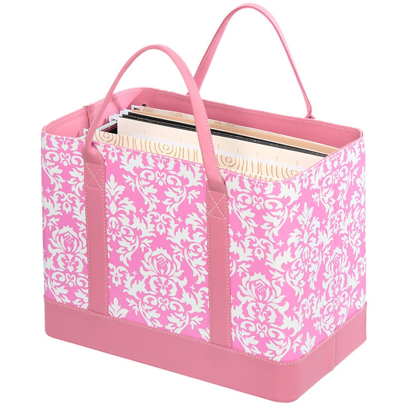 Chic Portable File Organizer Tote for Office#select-color_pink-damask