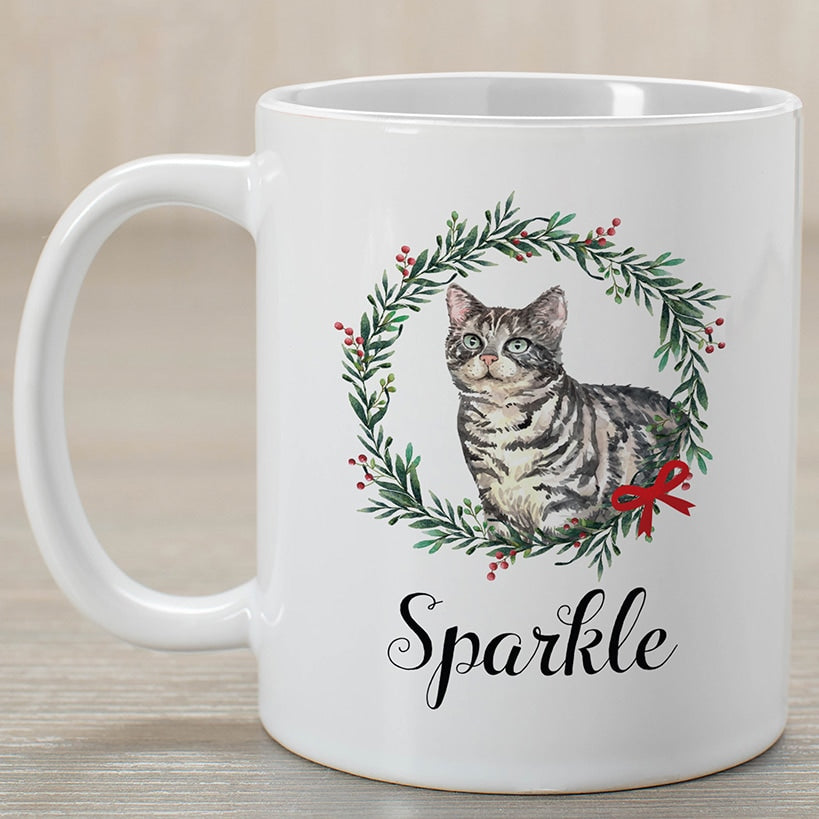 Personalized Christmas Cat Coffee Mugs