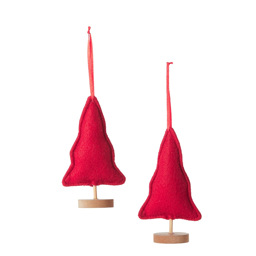 Sets of 2 Embellished Plush Tree Ornaments
