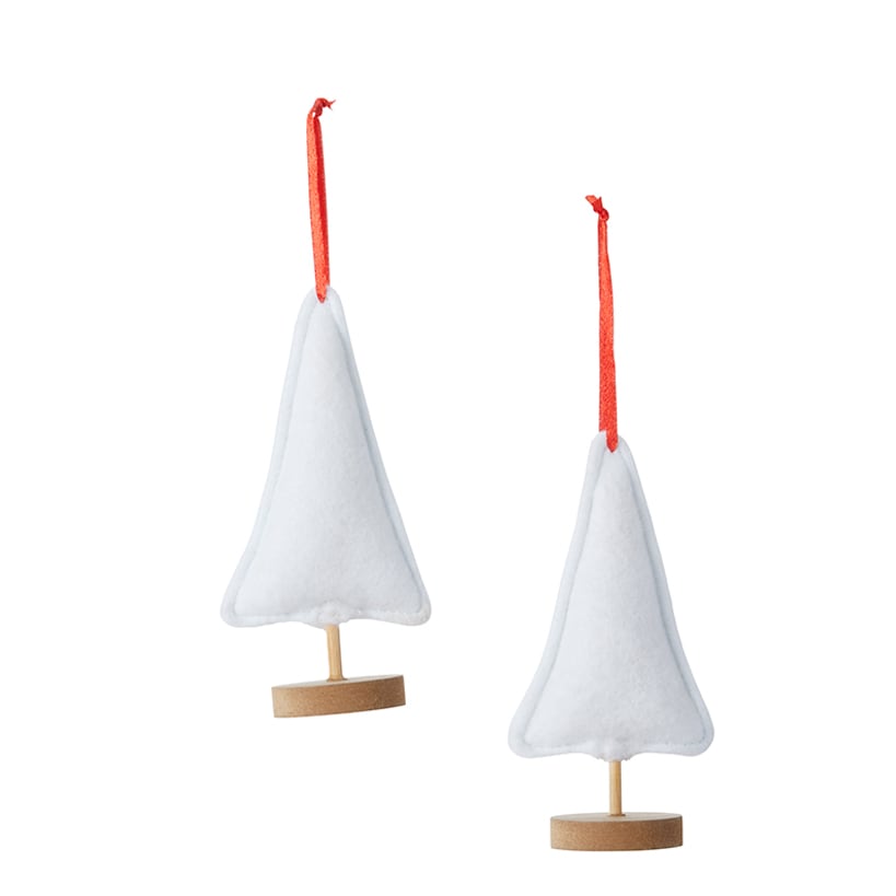 Sets of 2 Embellished Plush Tree Ornaments